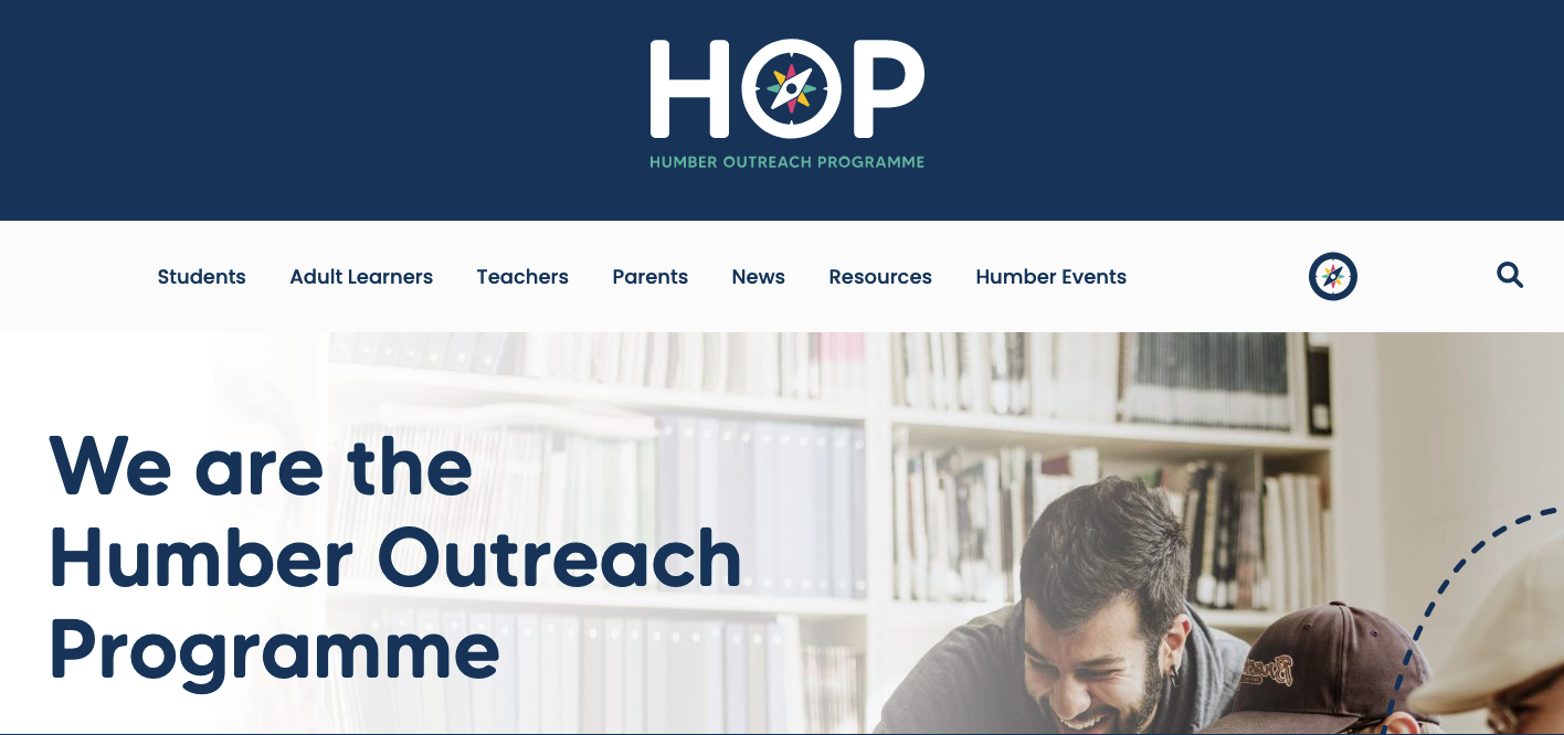 screenshot of the HOP humber outreach programme website