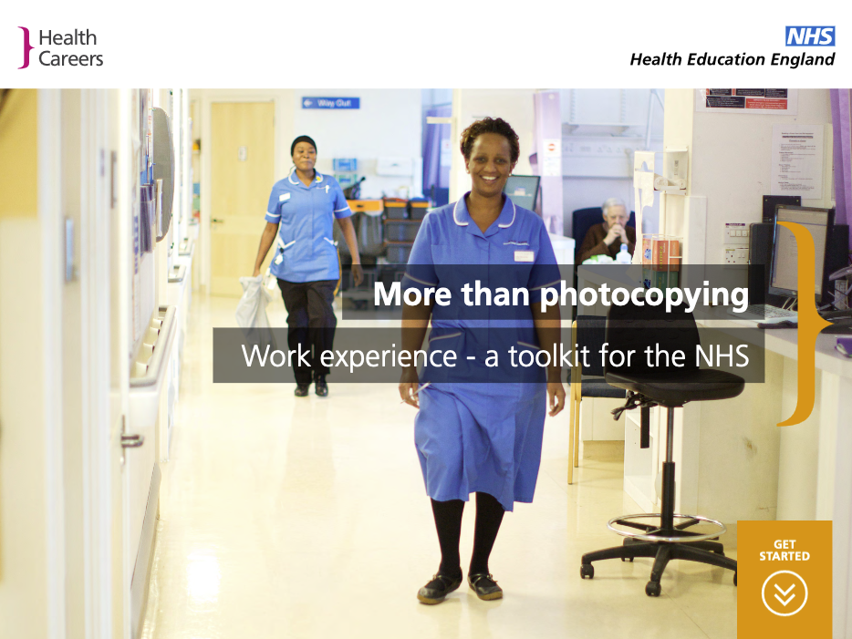 image of NHS health eduction england website page on health careers