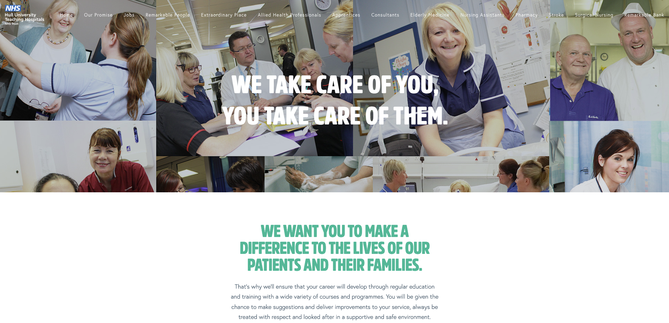 screenshot of NHS Hull university teaching hospitals website
