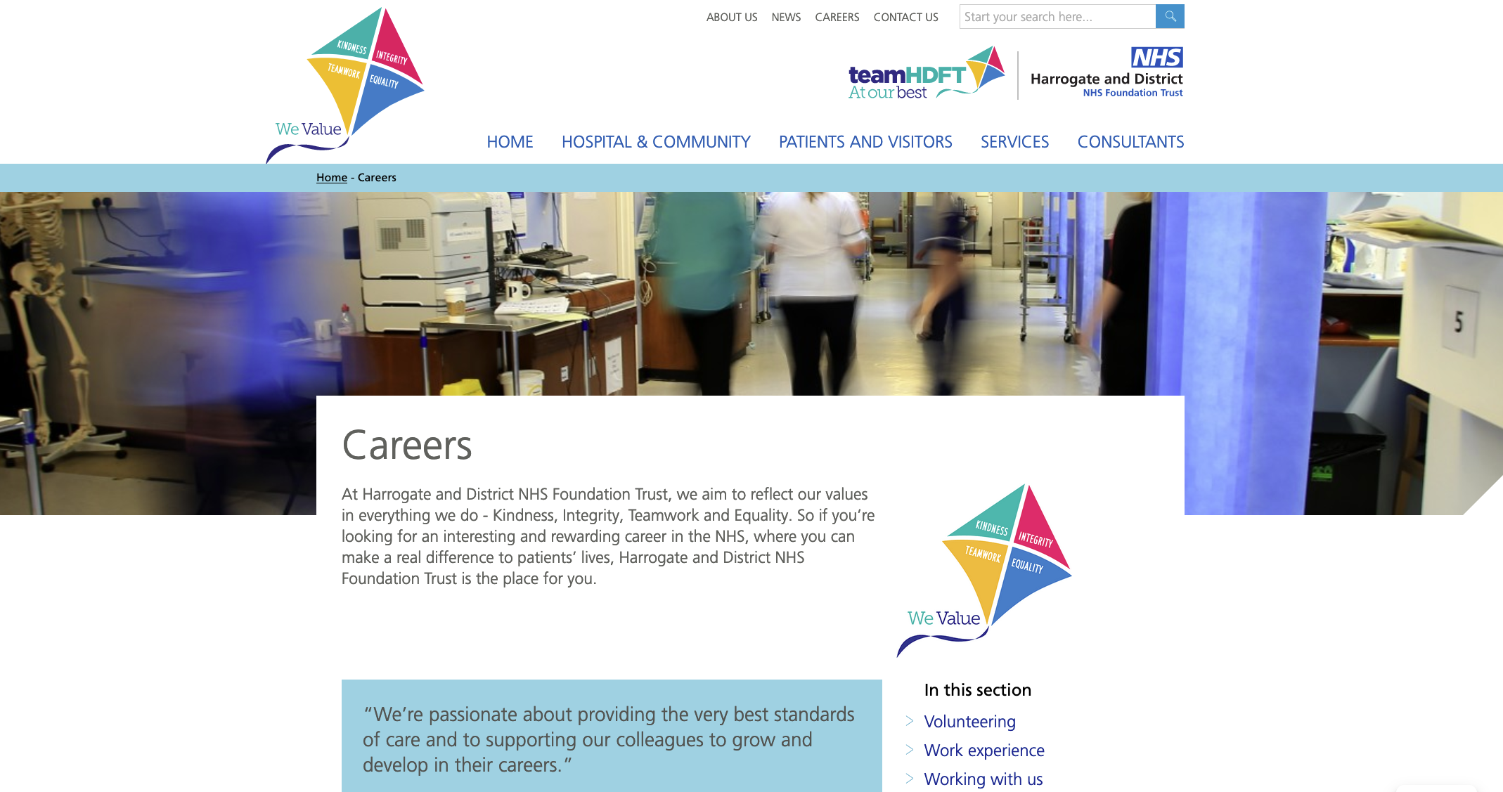 screenshot of teamHDFT At our best page on careers