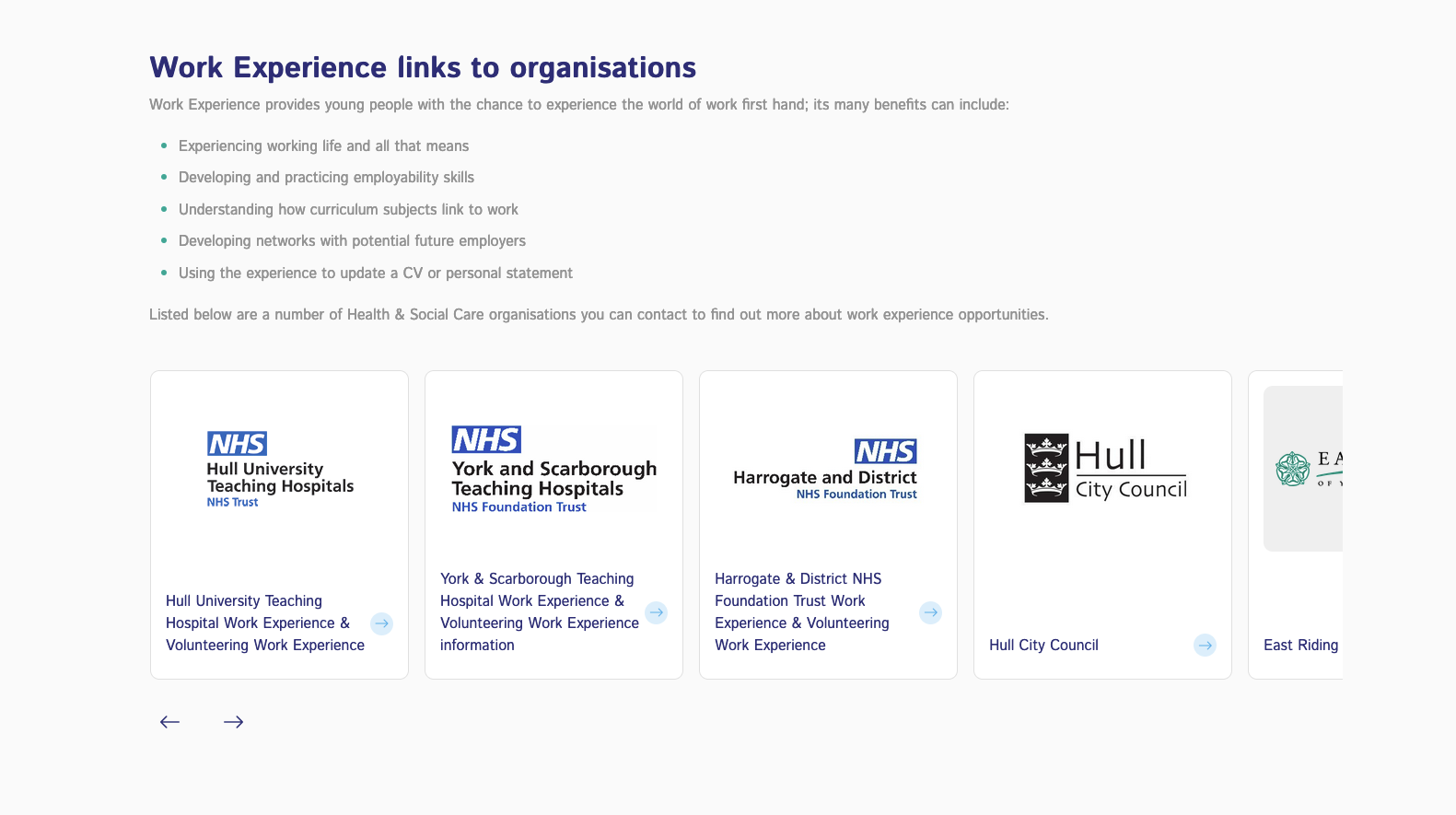 imag of work experience links to organisations